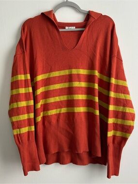 Easel Orange & Yellow Striped Knit Pullover Sweater Women’s L